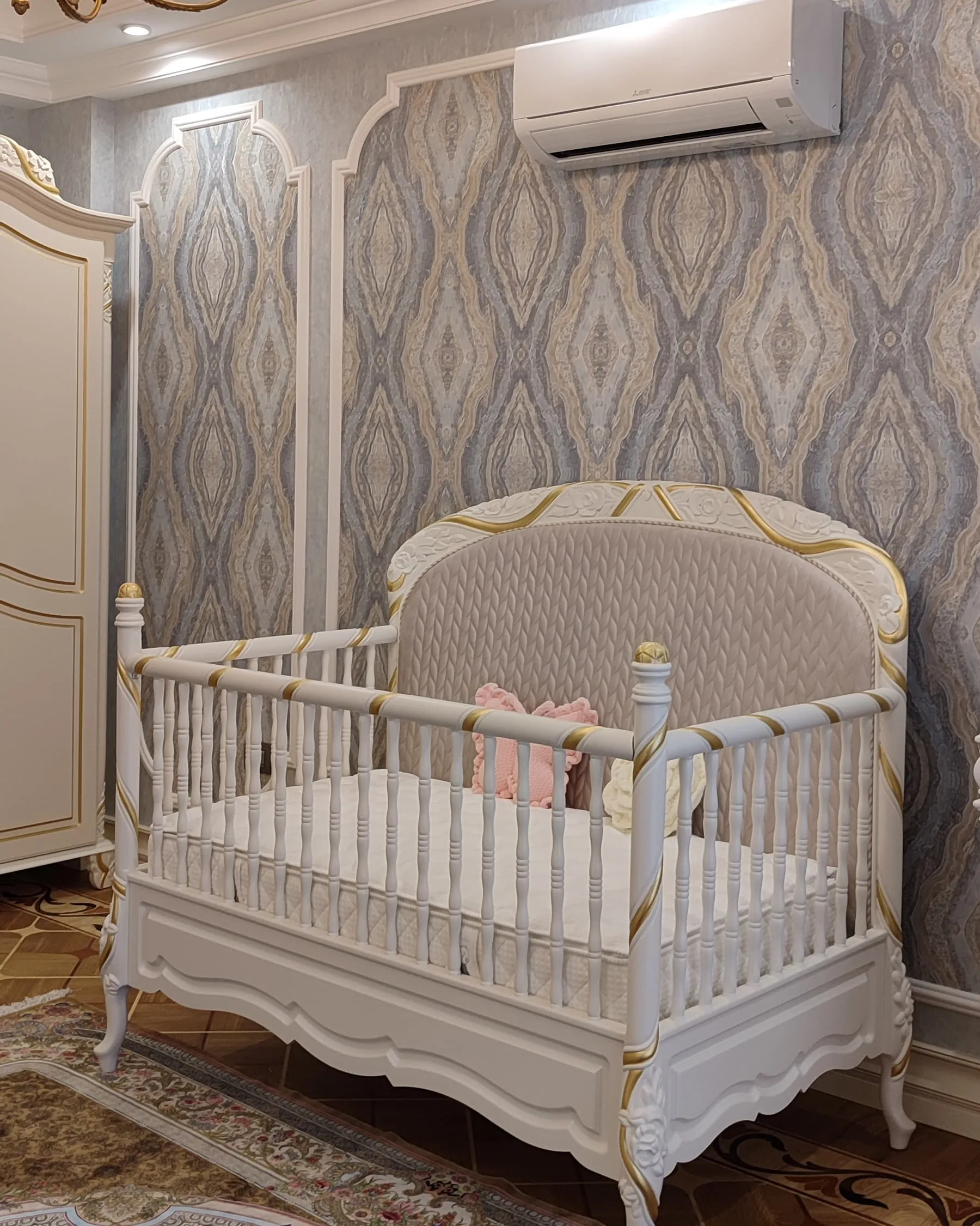 Damask Nursery, photograph of the finished interior