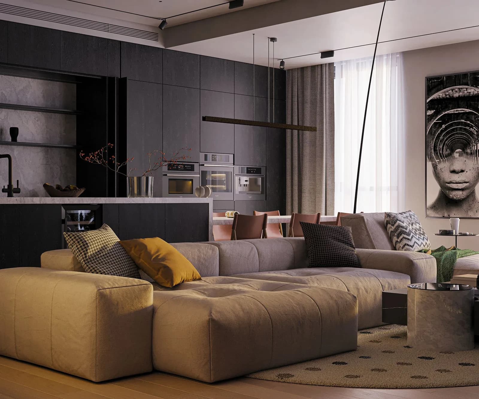 Graphite Apartment, design visualisation